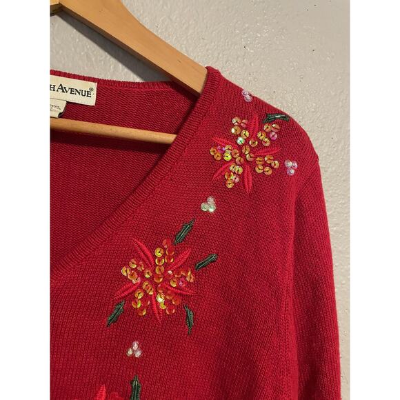 Seventh Avenue Cardigan Womens XL Floral Embroidered Sequin Cardigan Fairy Y2K - Picture 2 of 7